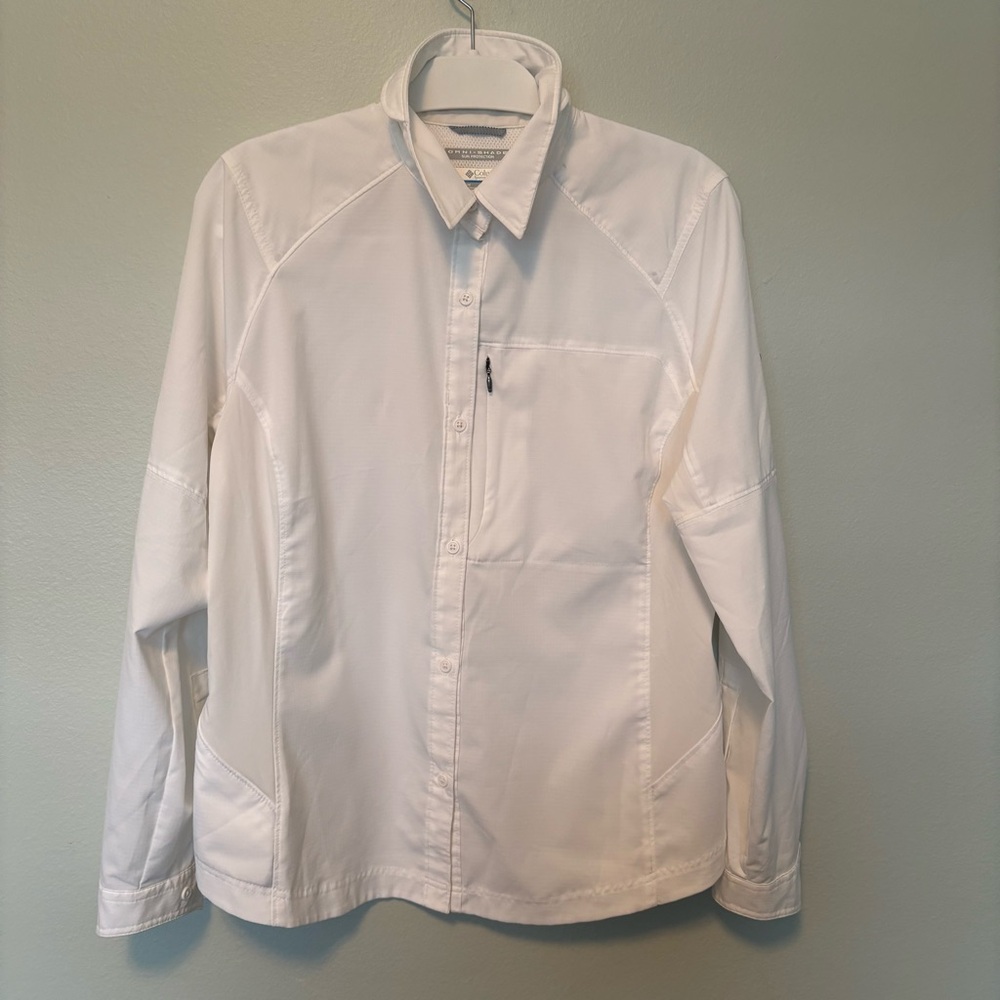 Columbia Women’s White Omni-Shade Long  Sleeve Button-Up Shirt Size XL